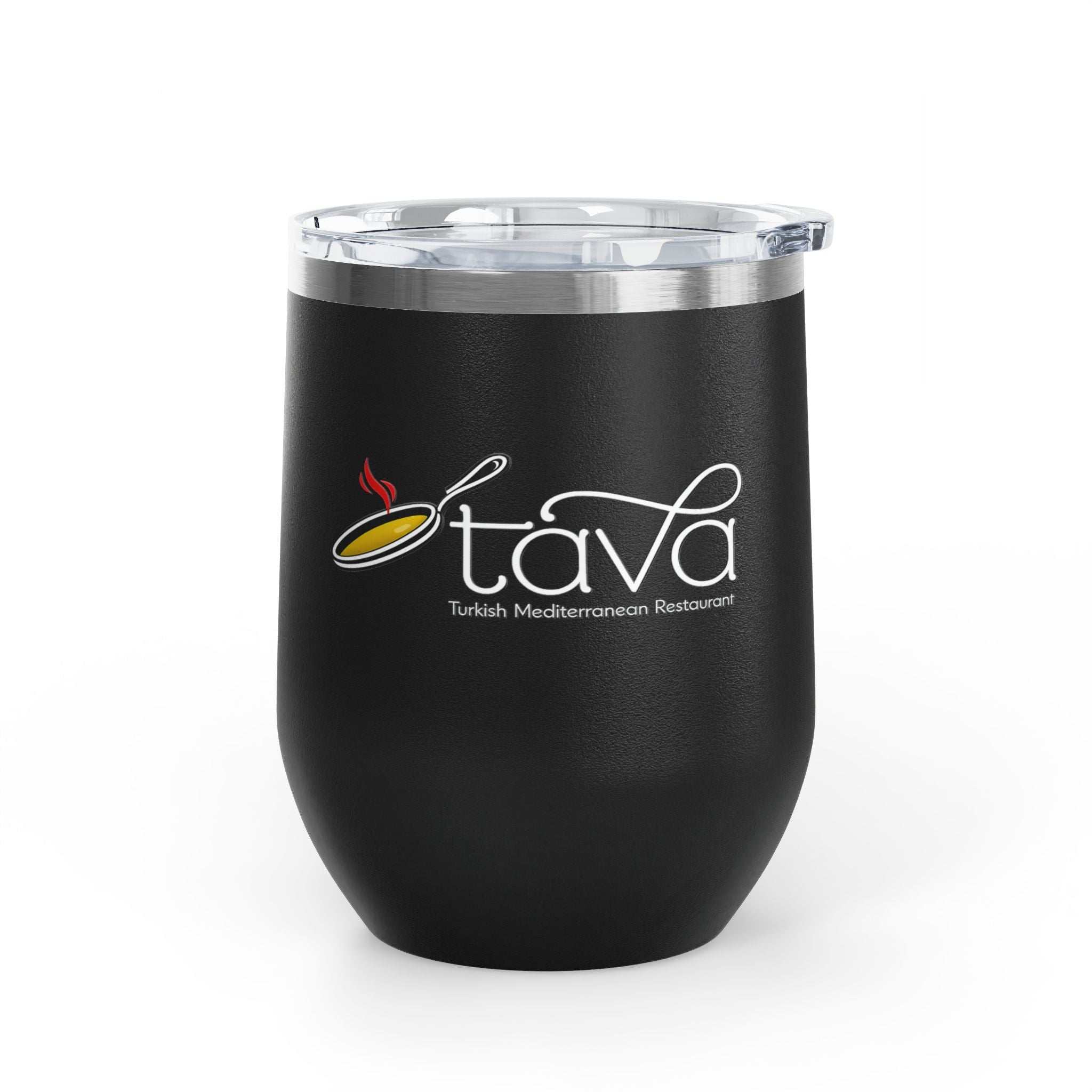 12oz Wine Tumbler — Tava Turkish Mediterranean Restaurant Logo Stainless Insulated Cup