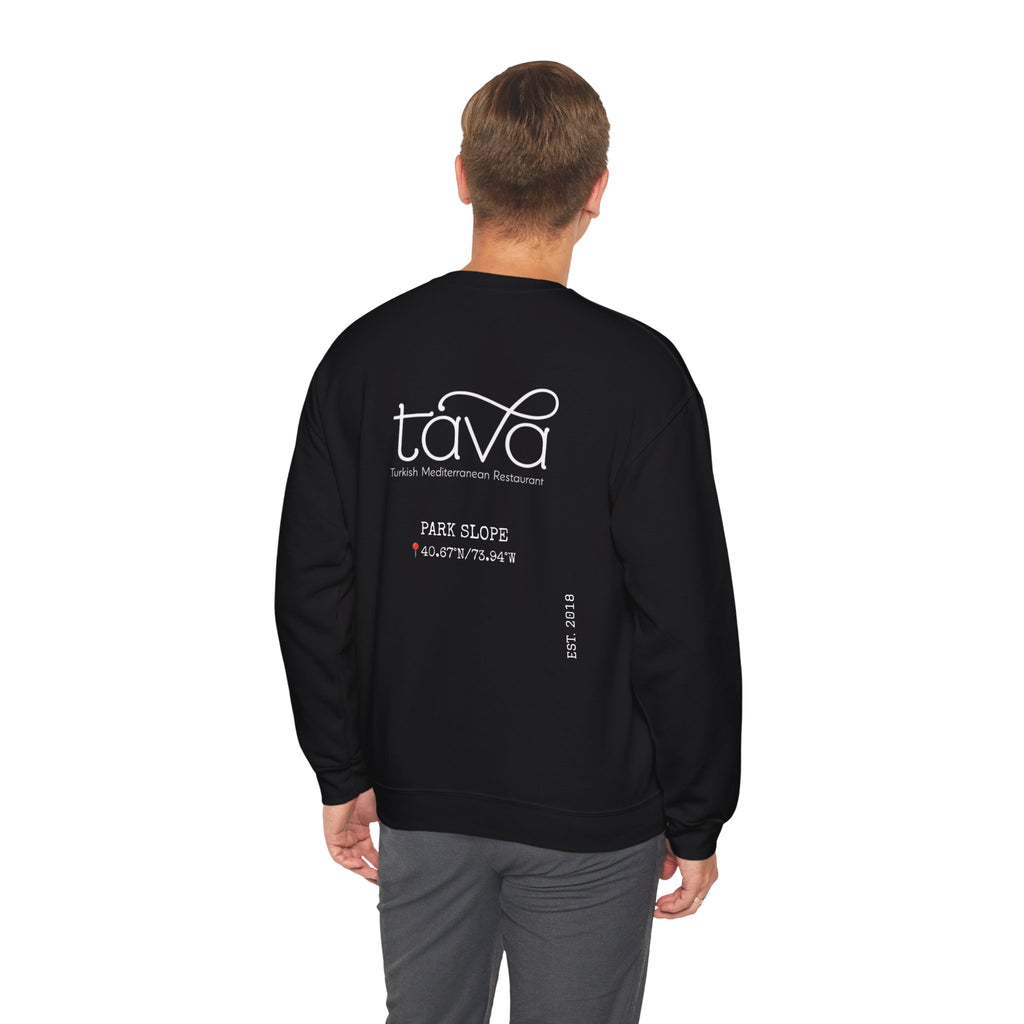 Tava Bistro Crewneck Sweatshirt — Park Slope Mediterranean Restaurant Logo