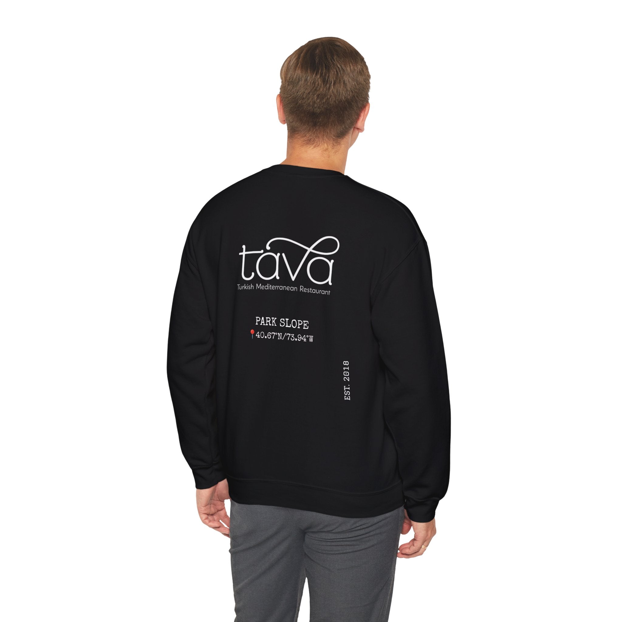 Tava Bistro Crewneck Sweatshirt — Park Slope Mediterranean Restaurant Logo