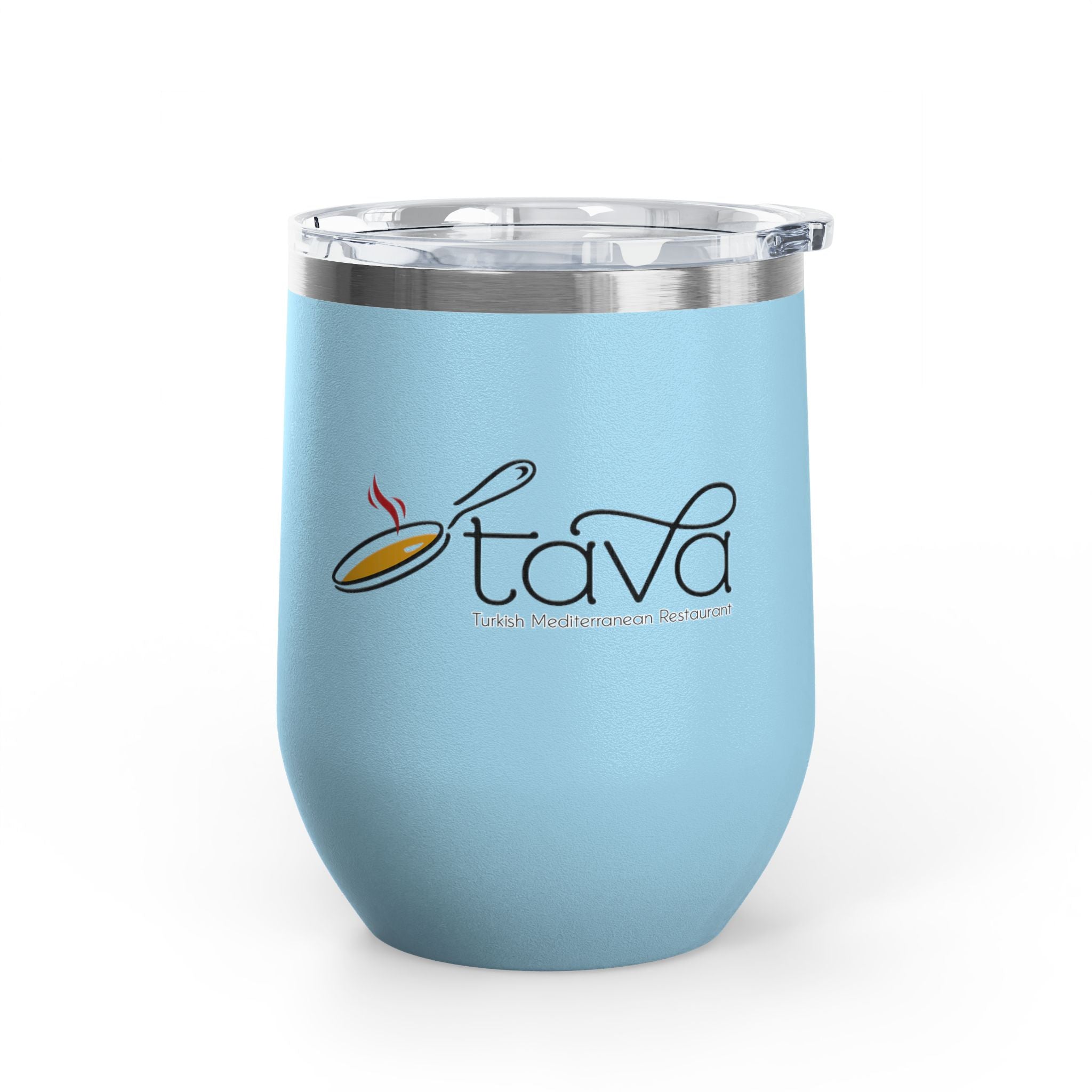 12oz Wine Tumbler — Tava Turkish Mediterranean Restaurant Logo Stainless Insulated Cup