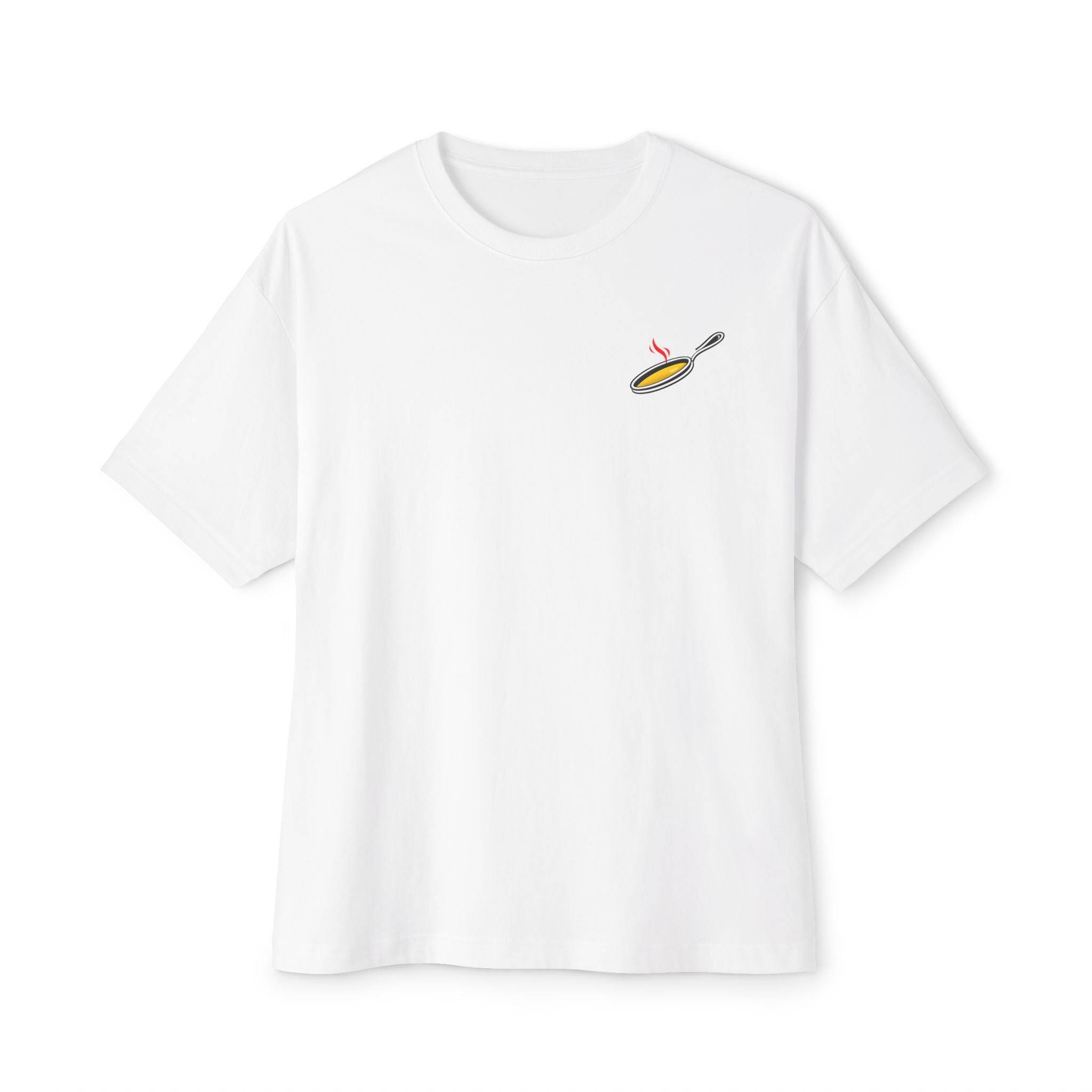 White Oversized Tee with Tiny Surfing Taco Chest Graphic