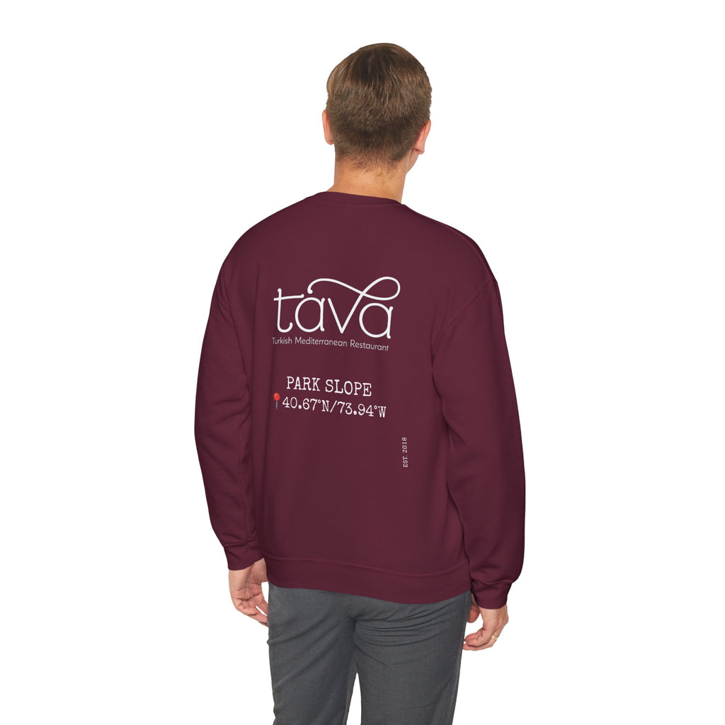Tava Bistro Crewneck Sweatshirt — Park Slope Mediterranean Restaurant Logo