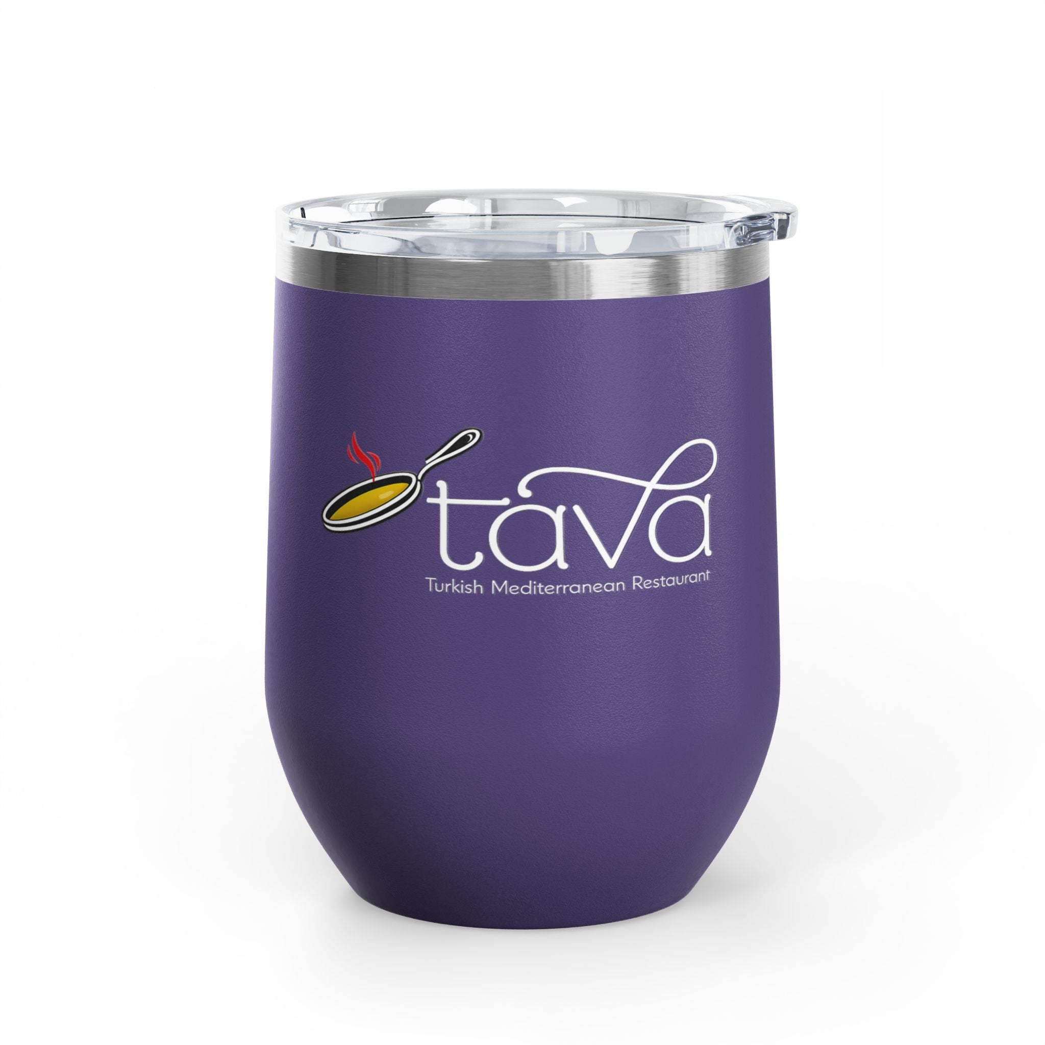 12oz Wine Tumbler — Tava Turkish Mediterranean Restaurant Logo Stainless Insulated Cup