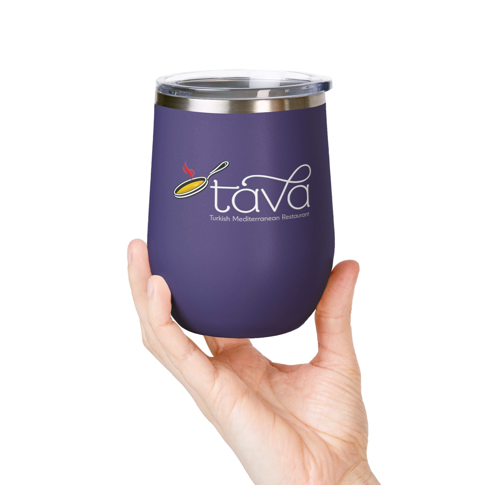 12oz Wine Tumbler — Tava Turkish Mediterranean Restaurant Logo Stainless Insulated Cup
