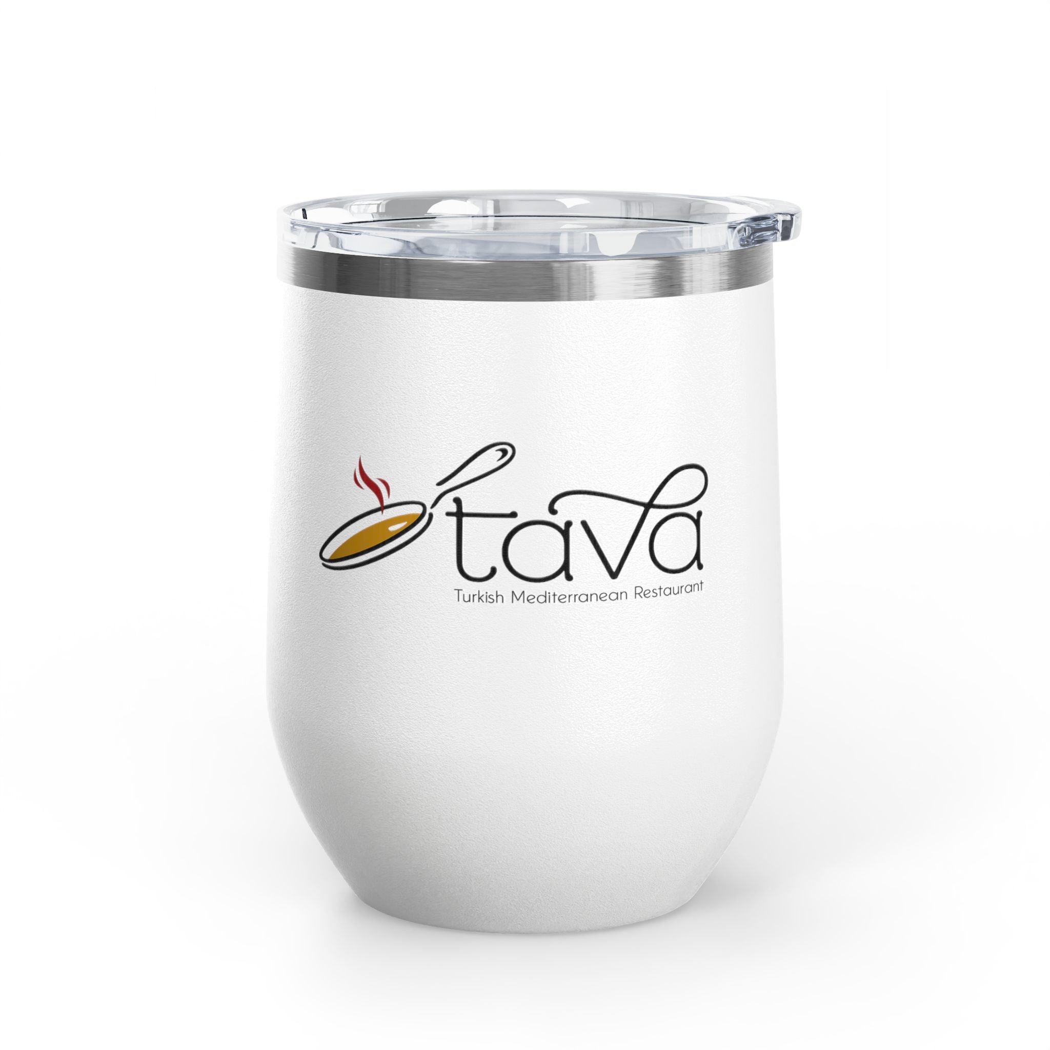 12oz Wine Tumbler — Tava Turkish Mediterranean Restaurant Logo Stainless Insulated Cup