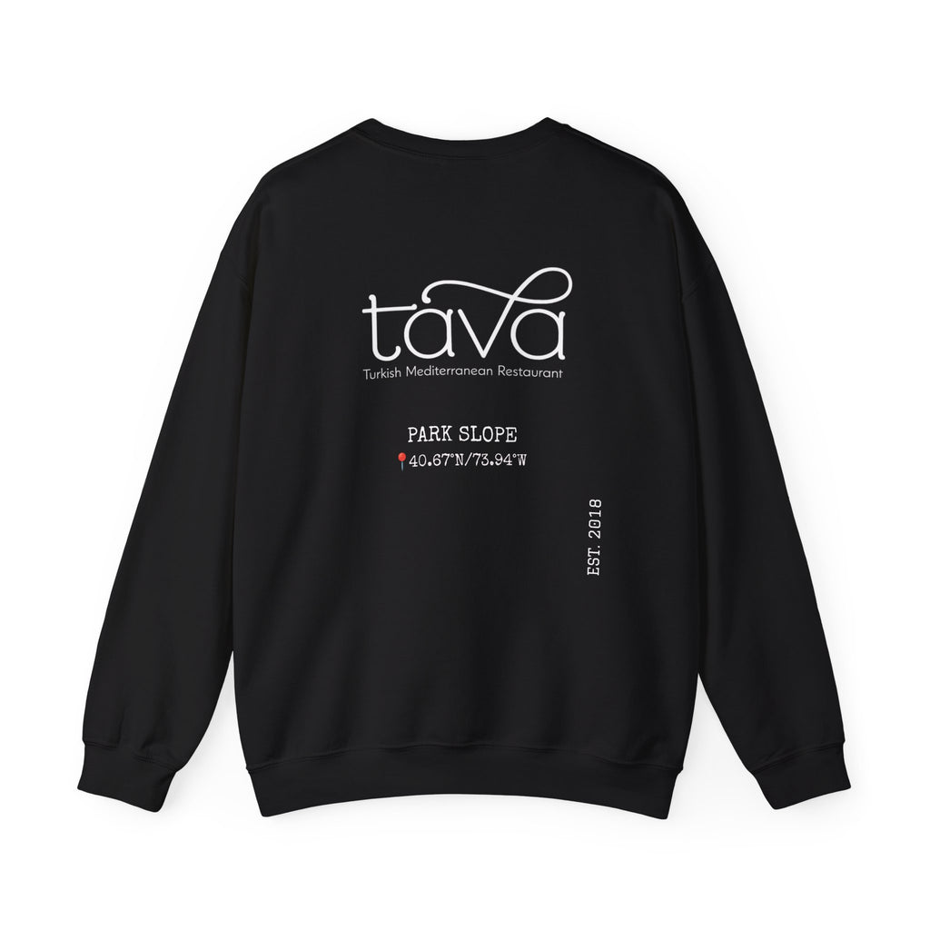 Tava Bistro Crewneck Sweatshirt — Park Slope Mediterranean Restaurant Logo