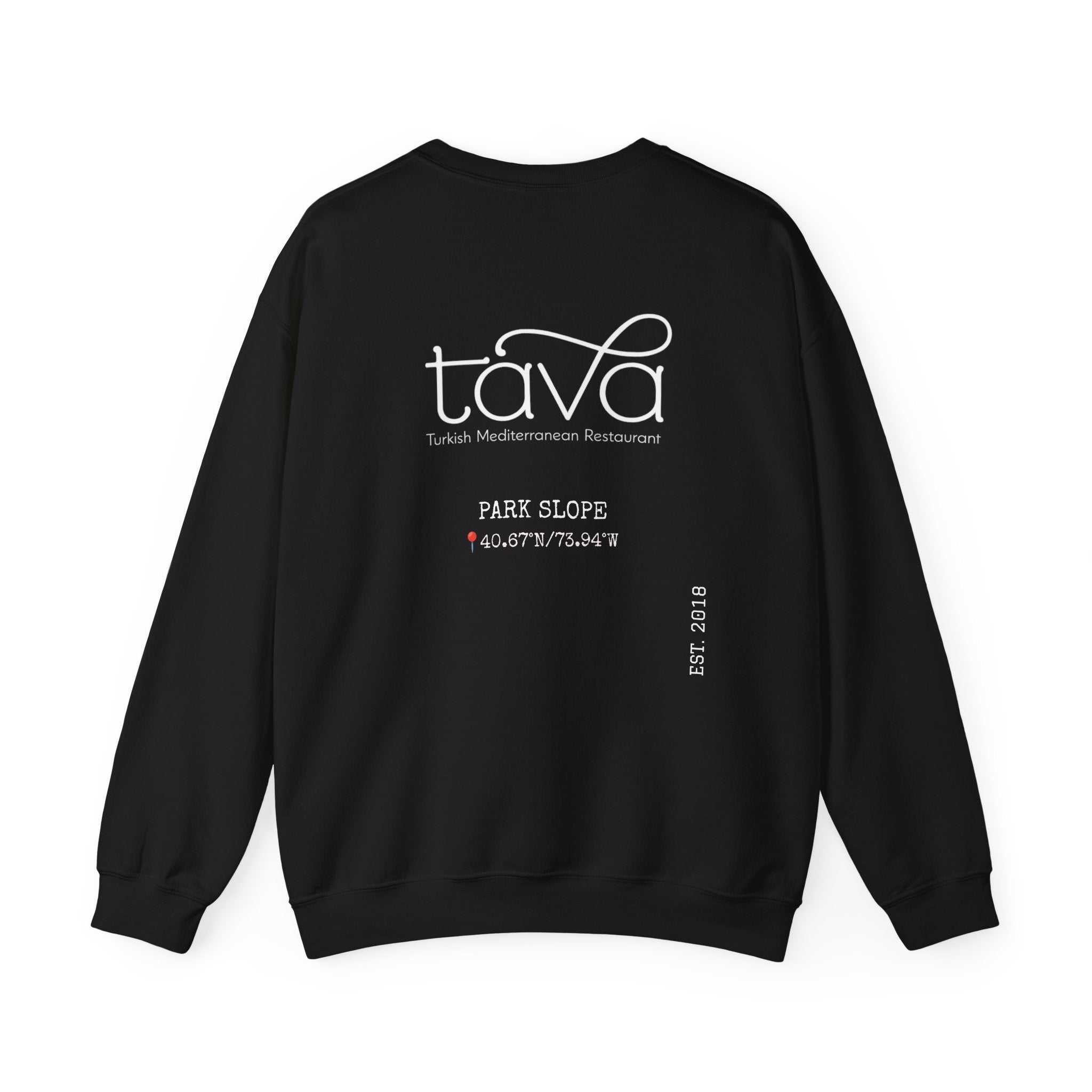 Tava Bistro Crewneck Sweatshirt — Park Slope Mediterranean Restaurant Logo
