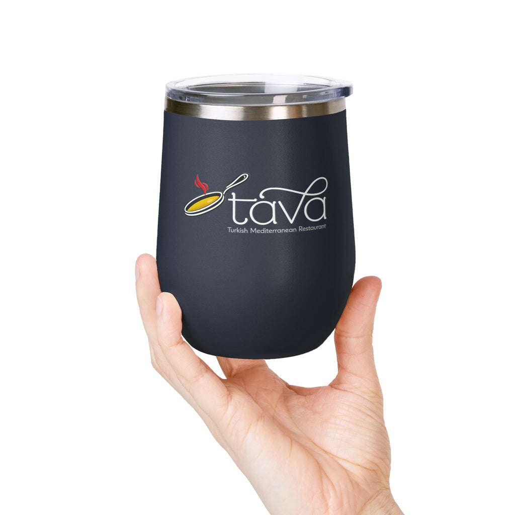12oz Wine Tumbler — Tava Turkish Mediterranean Restaurant Logo Stainless Insulated Cup
