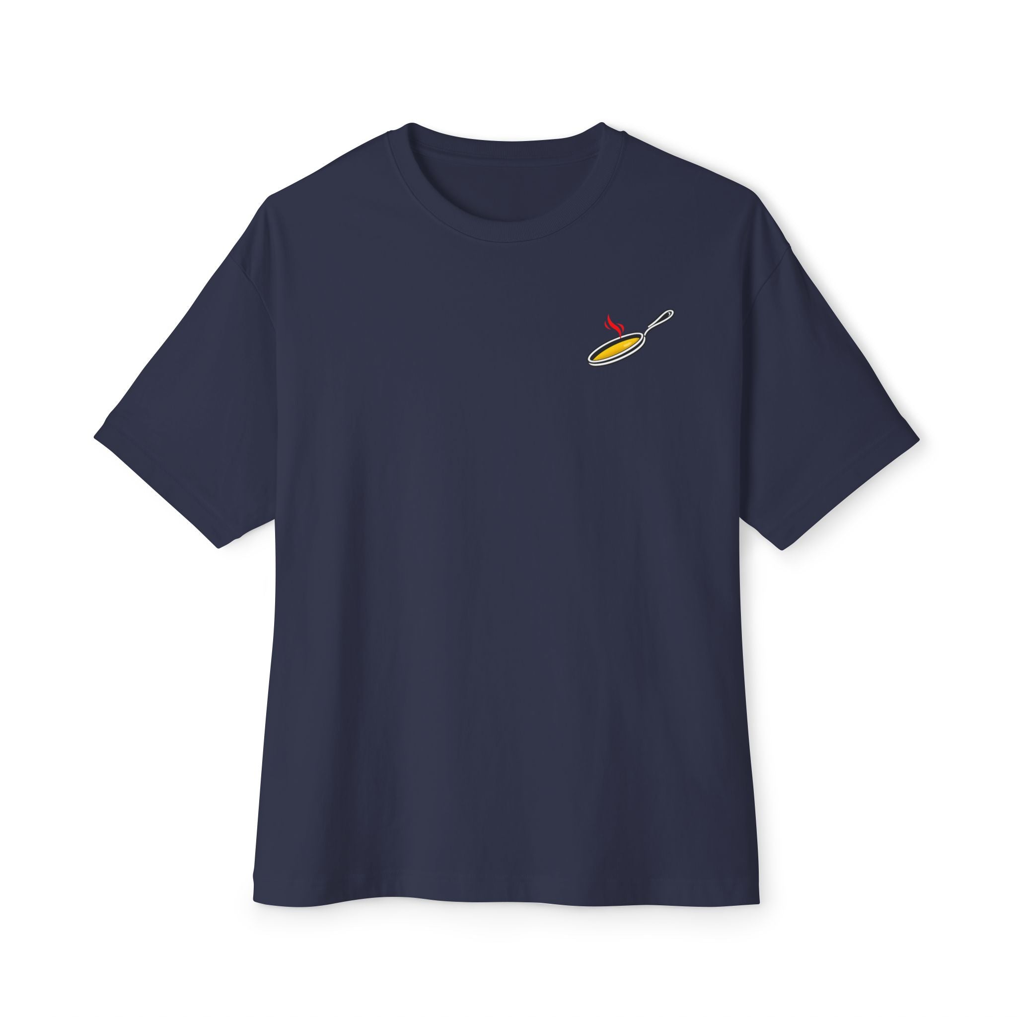 White Oversized Tee with Tiny Surfing Taco Chest Graphic