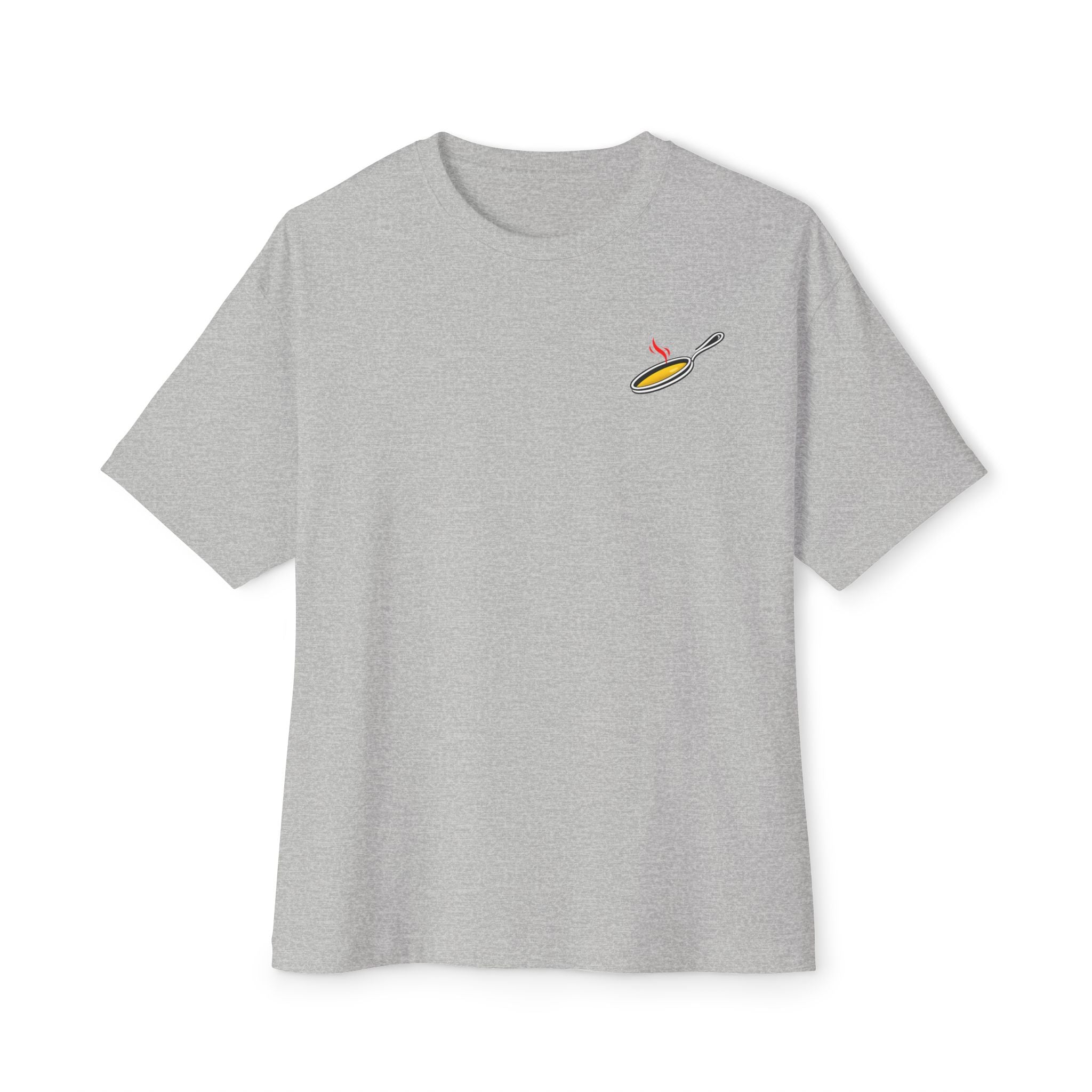 White Oversized Tee with Tiny Surfing Taco Chest Graphic