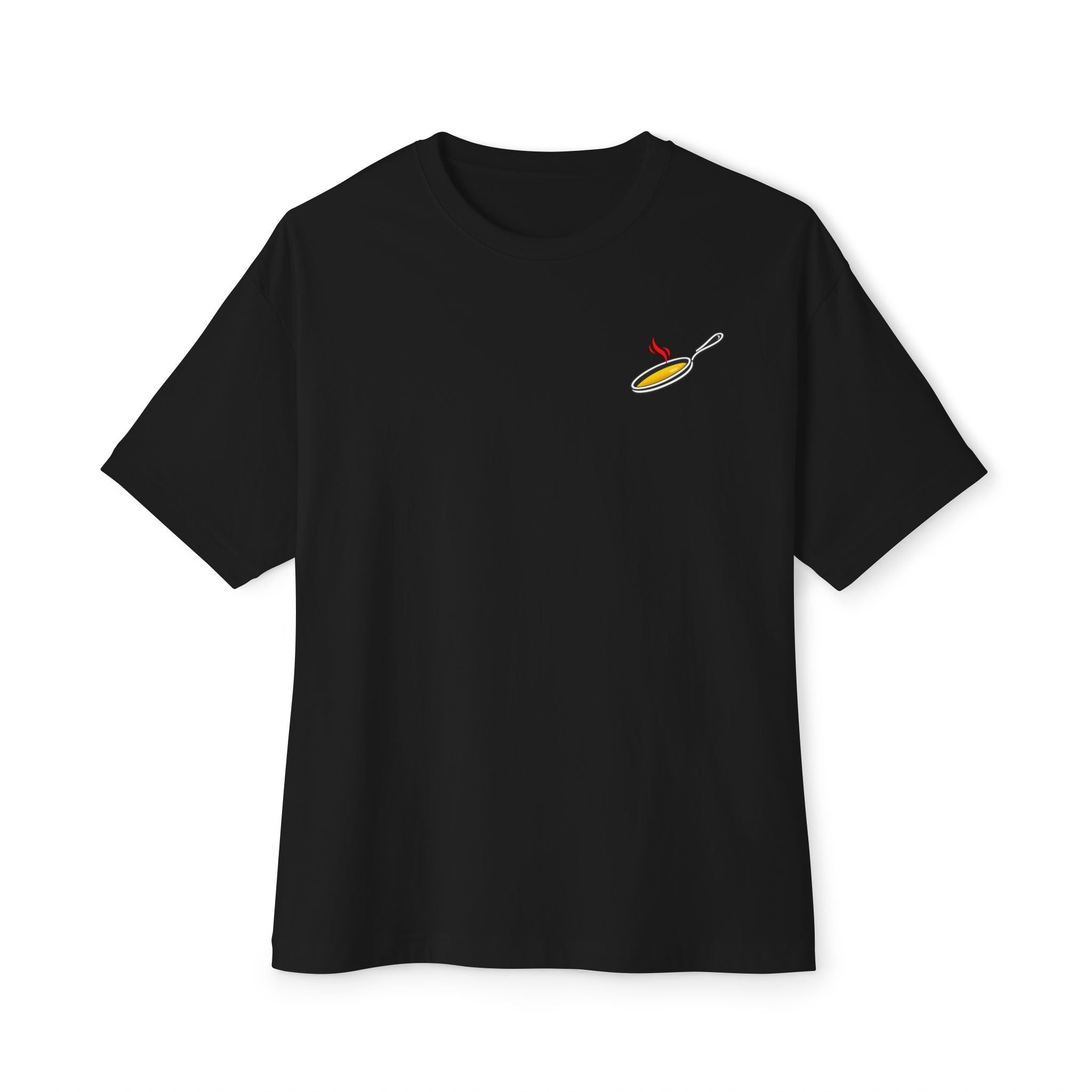 White Oversized Tee with Tiny Surfing Taco Chest Graphic