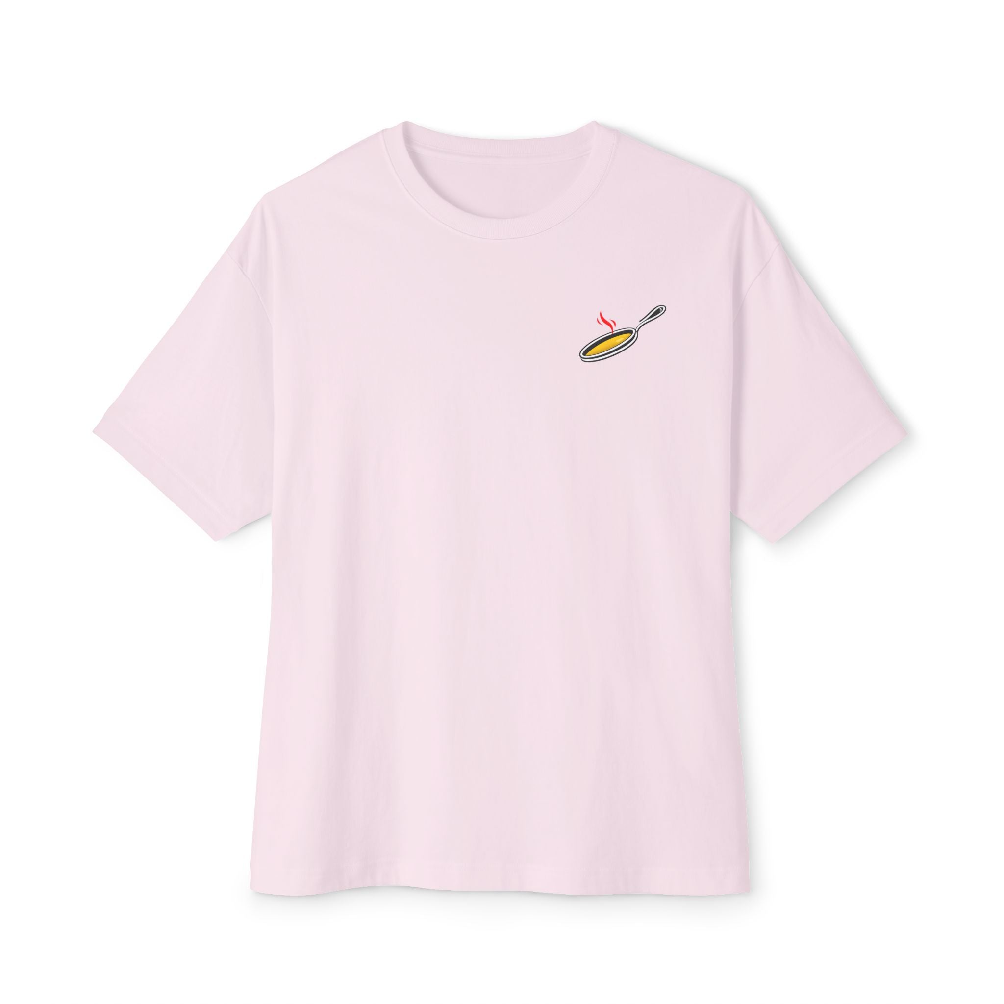 White Oversized Tee with Tiny Surfing Taco Chest Graphic