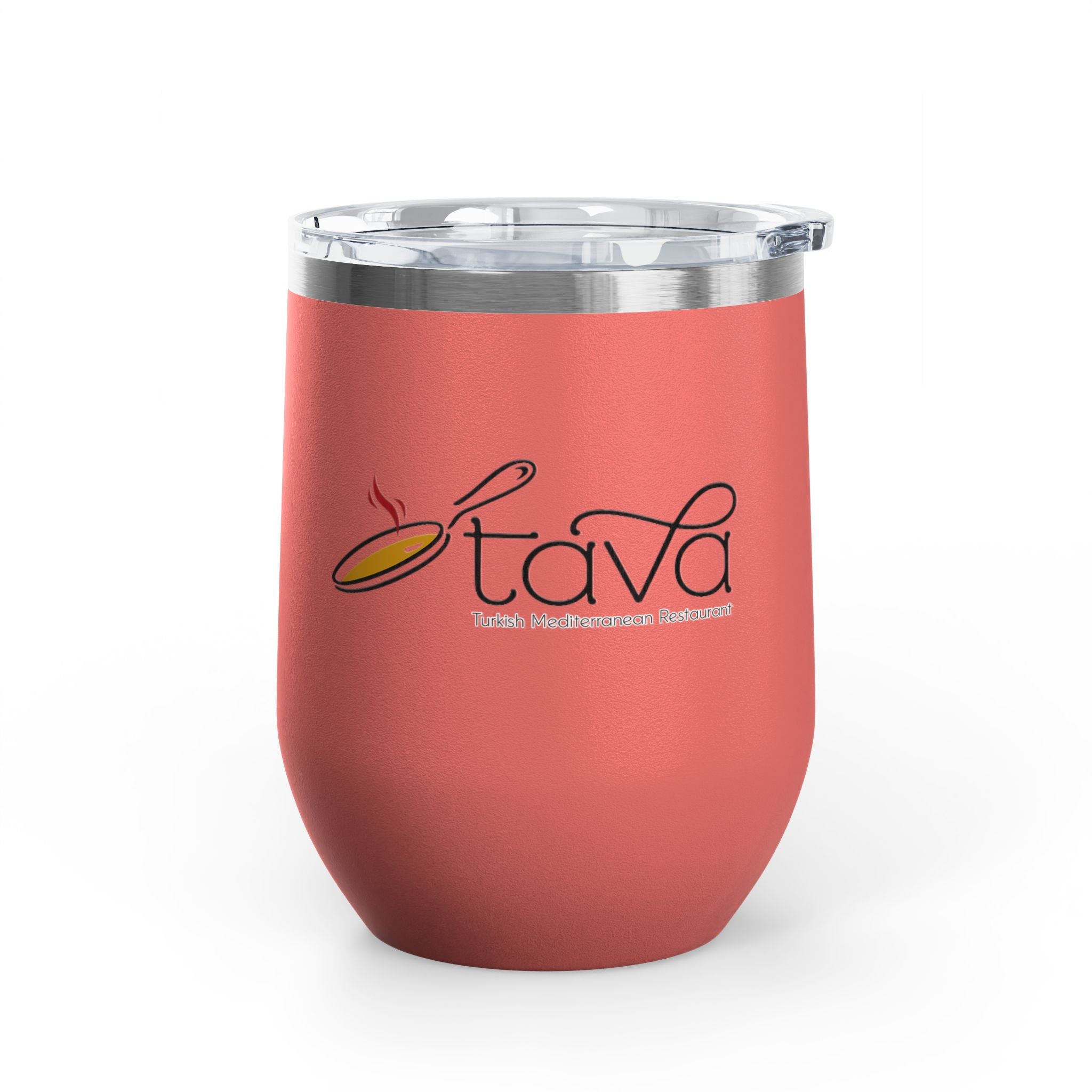12oz Wine Tumbler — Tava Turkish Mediterranean Restaurant Logo Stainless Insulated Cup