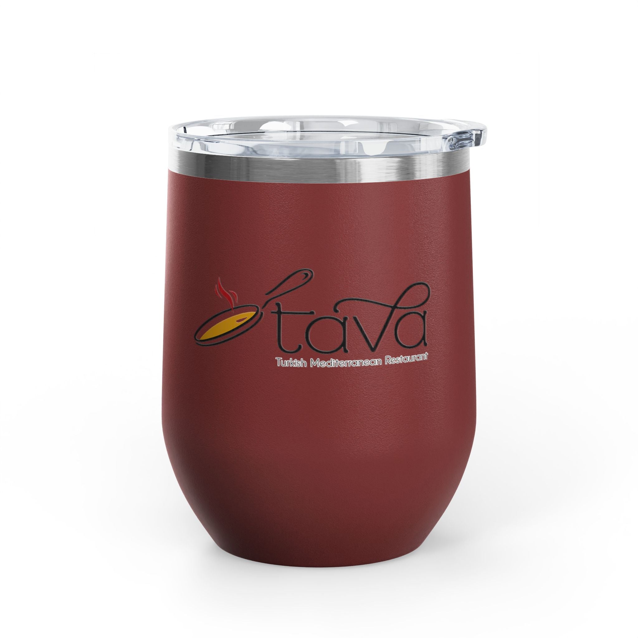 12oz Wine Tumbler — Tava Turkish Mediterranean Restaurant Logo Stainless Insulated Cup