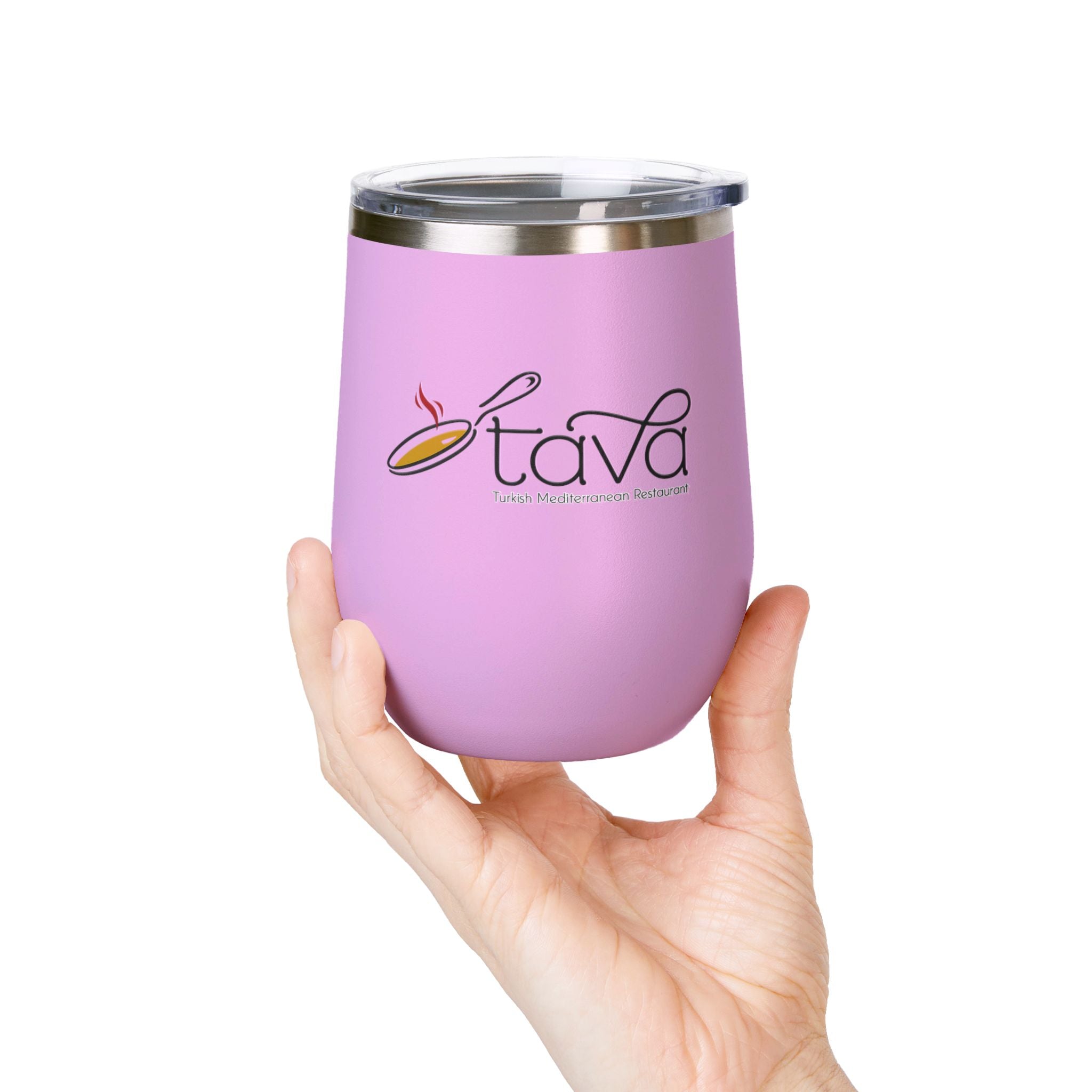 12oz Wine Tumbler — Tava Turkish Mediterranean Restaurant Logo Stainless Insulated Cup