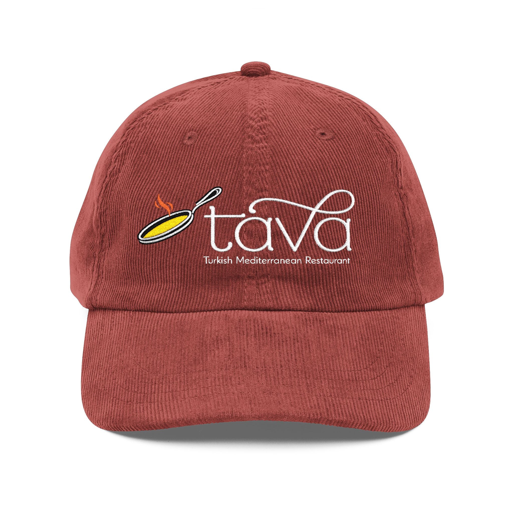 Vintage Corduroy Embroidered Cap — Rustic Tava Logo Dad Hat