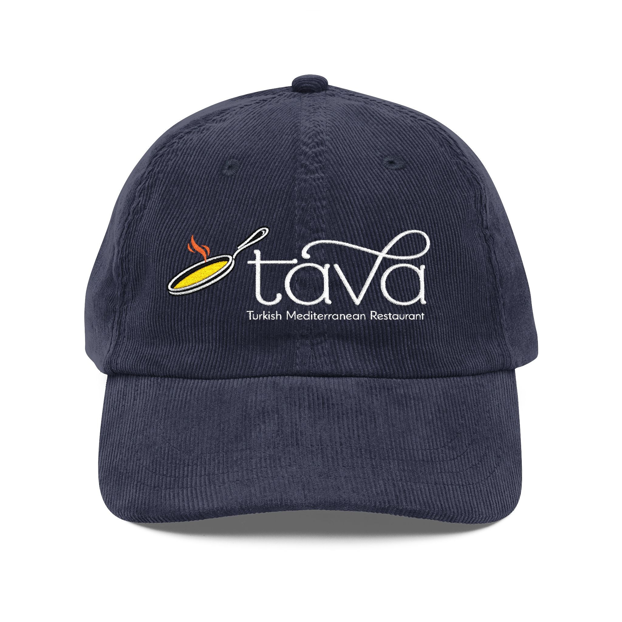 Vintage Corduroy Embroidered Cap — Rustic Tava Logo Dad Hat