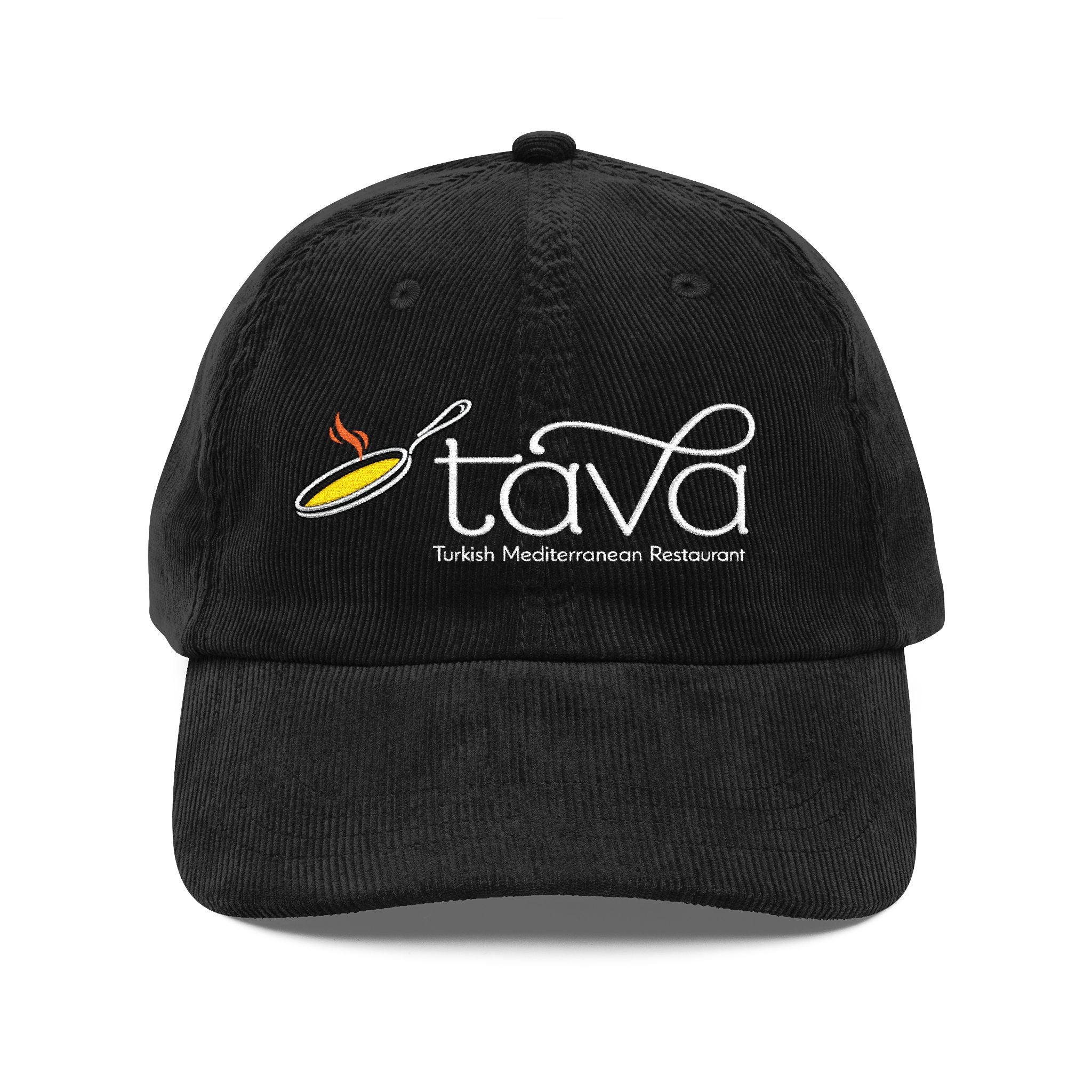 Vintage Corduroy Embroidered Cap — Rustic Tava Logo Dad Hat