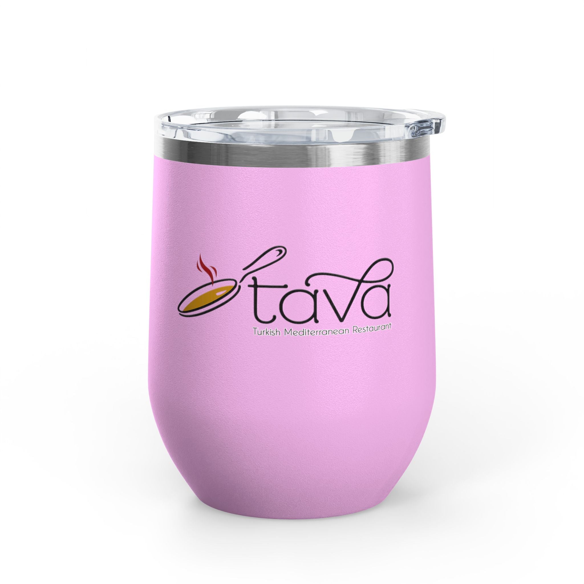 12oz Wine Tumbler — Tava Turkish Mediterranean Restaurant Logo Stainless Insulated Cup