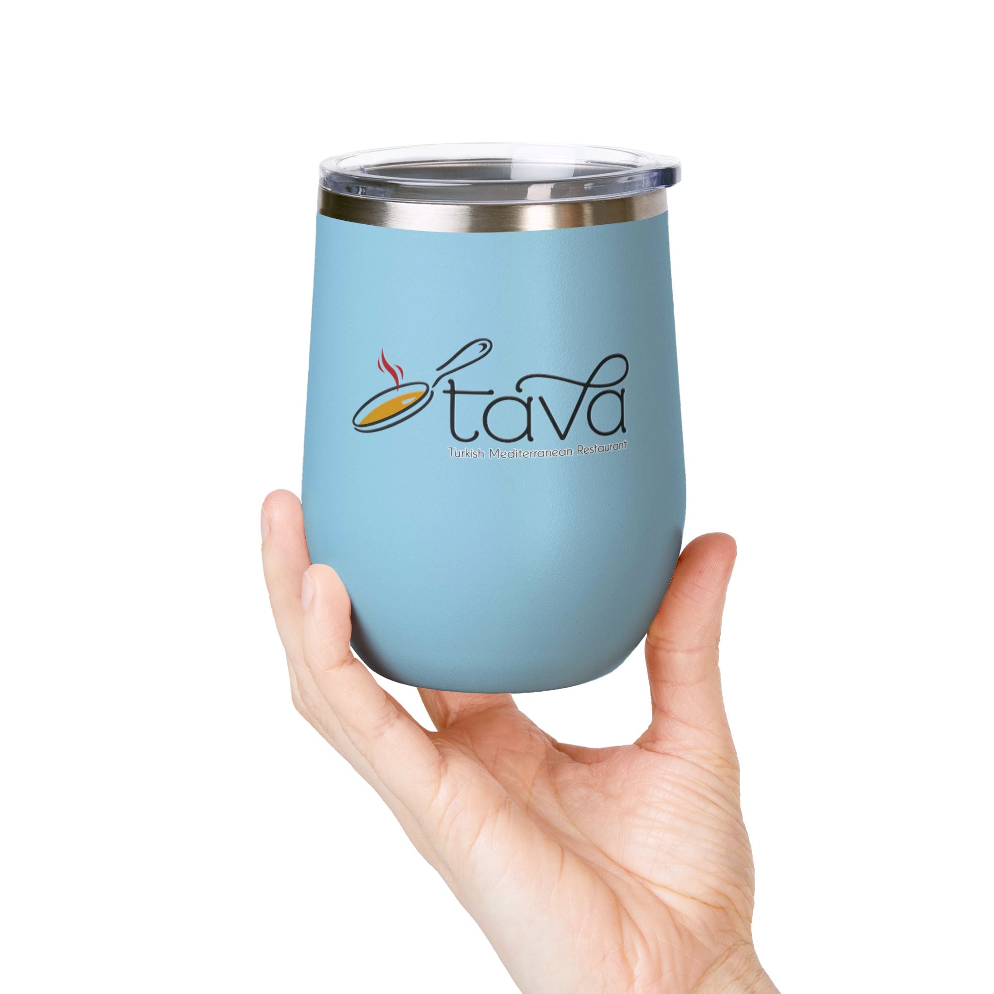 12oz Wine Tumbler — Tava Turkish Mediterranean Restaurant Logo Stainless Insulated Cup