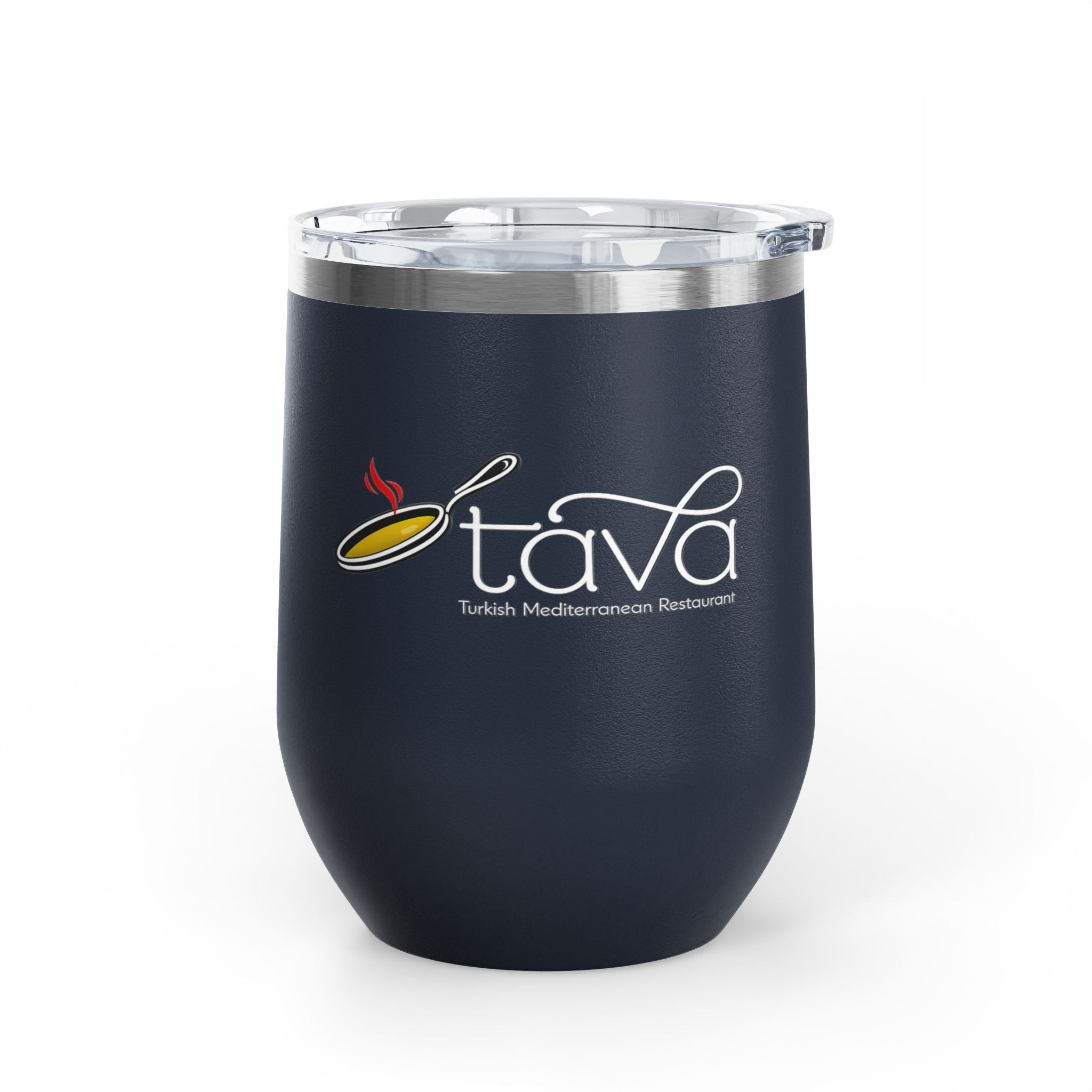 12oz Wine Tumbler — Tava Turkish Mediterranean Restaurant Logo Stainless Insulated Cup