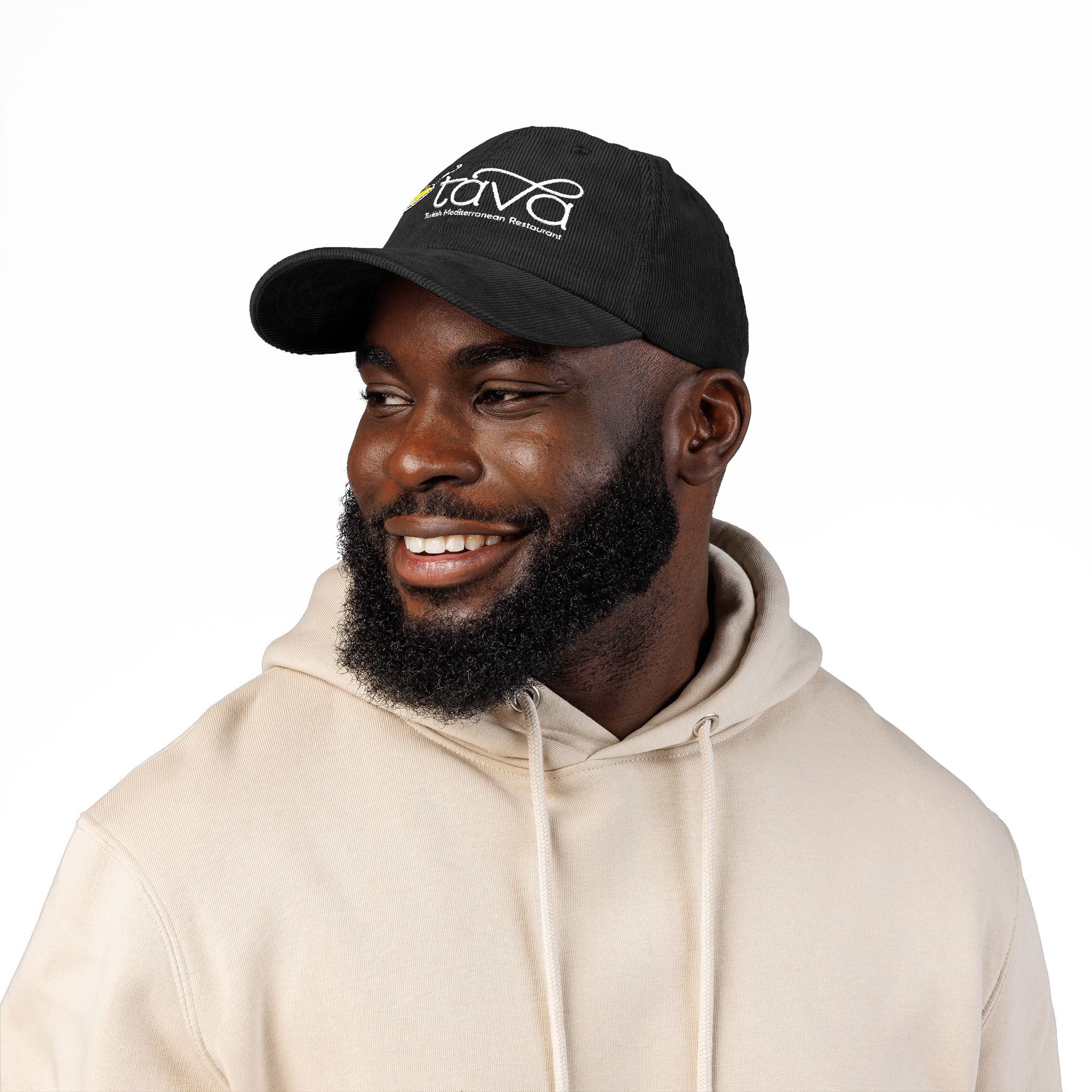 Vintage Corduroy Embroidered Cap — Rustic Tava Logo Dad Hat